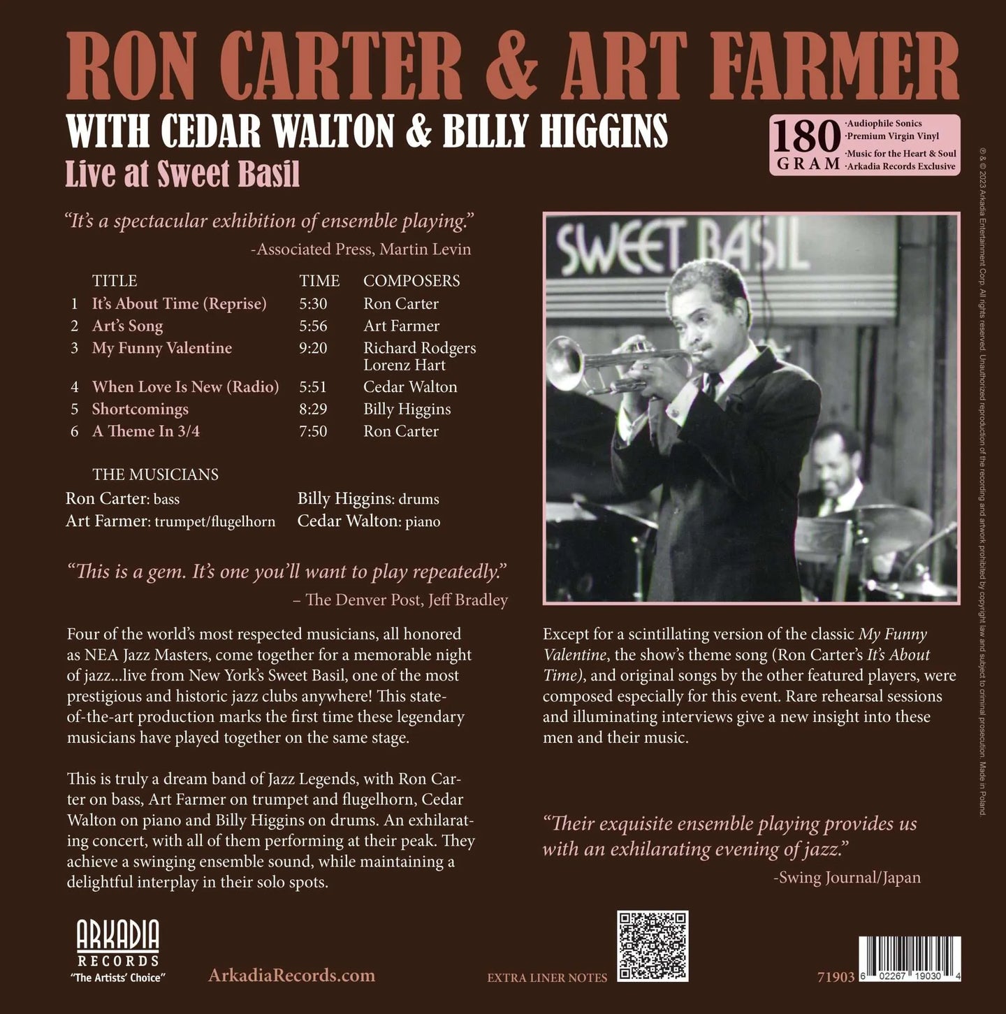 RON CARTER & ART FARMER - Live At Sweet Basil (Free U.S. Shipping)