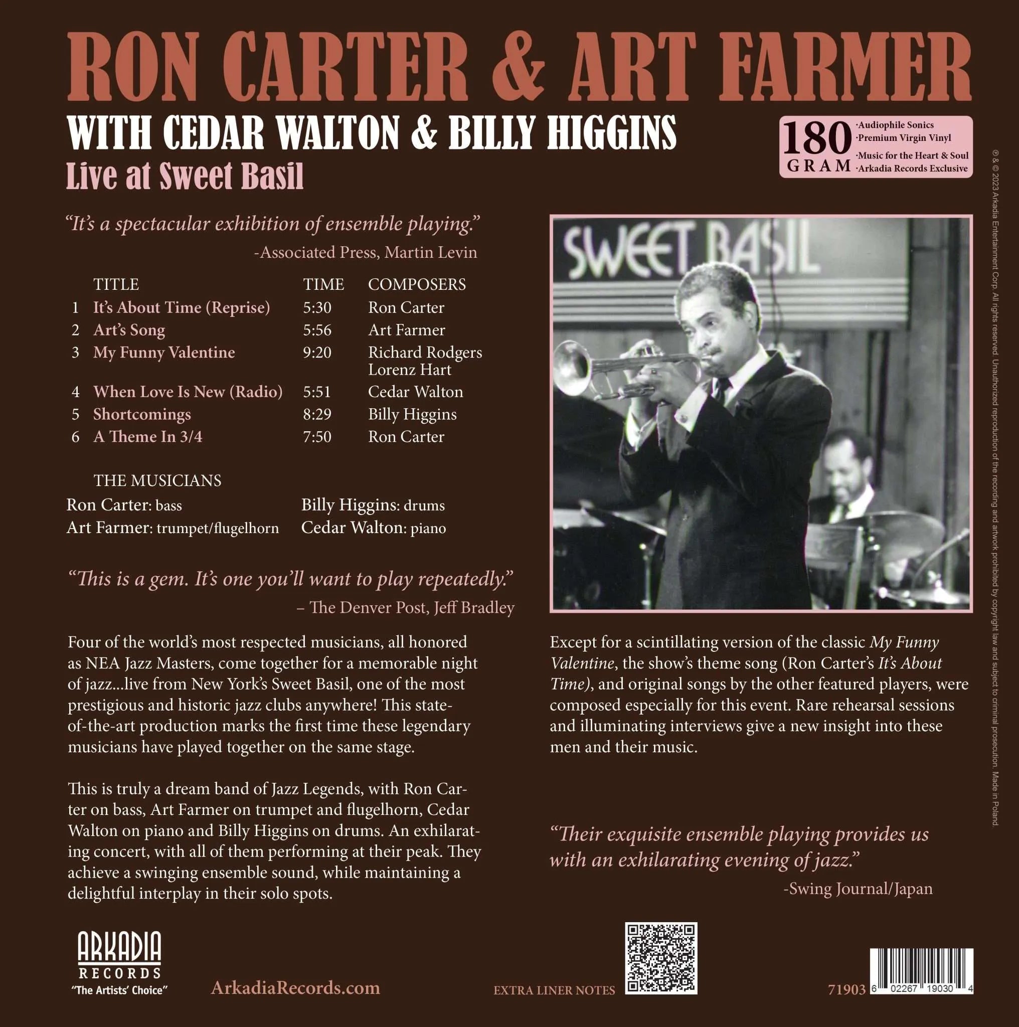 RON CARTER & ART FARMER - Live At Sweet Basil (Free U.S. Shipping)