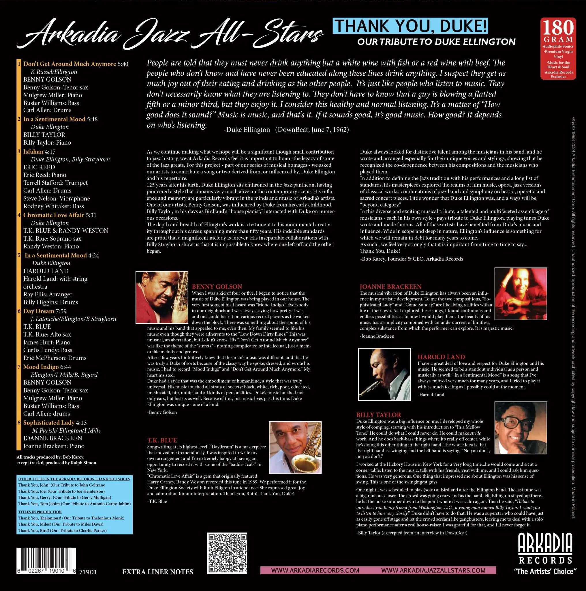 ARKADIA JAZZ ALL-STARS - Thank You, Duke! (Free U.S. Shipping)
